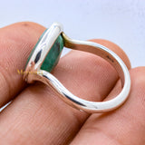 925 Silver Natural Emerald Gemstone Oval Cut Plain Ring