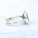 925 Silver Natural Emerald Gemstone Oval Cut Plain Ring