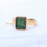 925 Silver Rose Gold Plated Natural Emerald Gemstone Spiritual Healing Ring