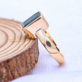 925 Silver Rose Gold Plated Natural Emerald Gemstone Spiritual Healing Ring