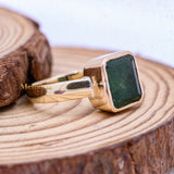 925 Silver Rose Gold Plated Natural Emerald Gemstone Spiritual Healing Ring