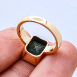 925 Silver Rose Gold Plated Natural Emerald Gemstone Spiritual Healing Ring