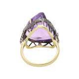 925 Sterling Silver Amethyst Gemstone and Diamond Gold Plated Ring