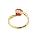 Natural Oval Cut Ruby Gemstone and Diamond 18k Yellow Gold ring