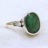 Natural Emerald Oval Cut Gemstone 925 Sterling Silver Ring