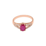 Precious Natural Ruby Oval Cut Gemstone and Diamond Ring 18k White Gold Ring For Her