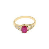 Precious Natural Ruby Oval Cut Gemstone and Diamond Ring 18k White Gold Ring For Her