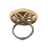 Natural Star Ruby and Diamond 925 Silver Black Rhodium Gold Plated Ring