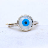 Stunning Pearl Evil Eye 925 Sterling Silver Protection Ring
