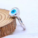 Stunning Pearl Evil Eye 925 Sterling Silver Protection Ring