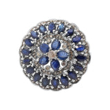 Natural Blue Sapphire Gemstone and Diamond 925 Sterling Silver Ring