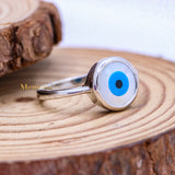 Stunning Pearl Evil Eye 925 Sterling Silver Protection Ring