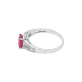 Precious Natural Ruby Oval Cut Gemstone and Diamond Ring 18k White Gold Ring For Her