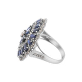 Natural Blue Sapphire Gemstone and Diamond 925 Sterling Silver Ring