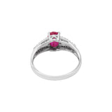 Precious Natural Ruby Oval Cut Gemstone and Diamond Ring 18k White Gold Ring For Her