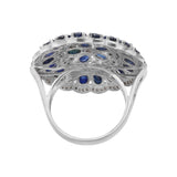 Natural Blue Sapphire Gemstone and Diamond 925 Sterling Silver Ring