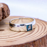 Natural Blue Topaz Gemstone 925 Silver Unisex Band Ring