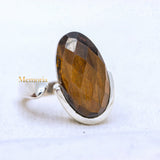 Natural Tiger Eye Gemstone 925 Silver Adjustable Ring For Womens
