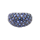 925 Sterling Silver Designer Blue Sapphire Round Cut Gemstone Ring