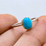 925 Sterling Silver Natural Turquoise Oval Cut Gemstone Ring For Energy Healing