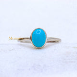 925 Sterling Silver Natural Turquoise Oval Cut Gemstone Ring For Energy Healing