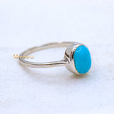 925 Sterling Silver Natural Turquoise Oval Cut Gemstone Ring For Energy Healing
