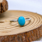 925 Sterling Silver Natural Turquoise Oval Cut Gemstone Ring For Energy Healing