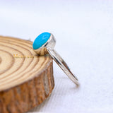 925 Sterling Silver Natural Turquoise Oval Cut Gemstone Ring For Energy Healing
