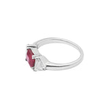 Elegant Natural Ruby Gemstone and Diamond Handmade Ring In 14k White Gold