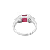 Elegant Natural Ruby Gemstone and Diamond Handmade Ring In 14k White Gold