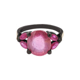 Natural Ruby Gemstone 925 Sterling Silver Black Rhodium Gold Plated Ring