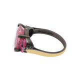 Natural Ruby Gemstone 925 Sterling Silver Black Rhodium Gold Plated Ring