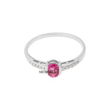 Natural Pink Sapphire Oval Cut Gemstone and Diamond 14k Yellow Gold ring