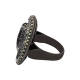 Heart Yellow Sapphire and Diamond 925 Silver Black Rhodium Plated Ring