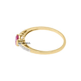 Natural Pink Sapphire Oval Cut Gemstone and Diamond 14k Yellow Gold ring