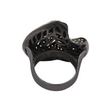 Heart Yellow Sapphire and Diamond 925 Silver Black Rhodium Plated Ring