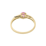 Natural Pink Sapphire Oval Cut Gemstone and Diamond 14k Yellow Gold ring