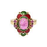 Handmade Natural Ruby Gemstone & Enamel 925 Sterling Silver Gold Plated Ring