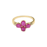 Natural Oval Cut Ruby and Diamond Floral Ring 14k White Gold Ring For Womens