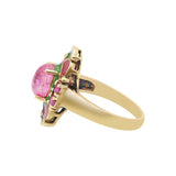 Handmade Natural Ruby Gemstone & Enamel 925 Sterling Silver Gold Plated Ring