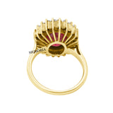 Natural Oval Cut Ruby Gemstone and Diamond 18k Yellow Gold Ring