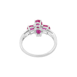 Natural Oval Cut Ruby and Diamond Floral Ring 14k White Gold Ring For Womens