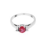 Natural Ruby Round Gemstone And Diamond 14k Yellow Gold Ring