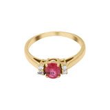Natural Ruby Round Gemstone And Diamond 14k Yellow Gold Ring