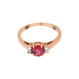 Natural Ruby Round Gemstone And Diamond 14k Yellow Gold Ring
