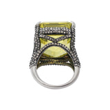 925 Silver Lemon Quartz Gemstone and Diamond Band Ring