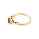 Natural Ruby Round Gemstone And Diamond 14k Yellow Gold Ring