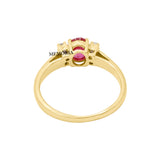 Natural Ruby Round Gemstone And Diamond 14k Yellow Gold Ring