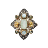 Aquamarine, Citrine and Peridot 925 Silver Gold Plated Ring