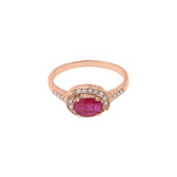 Natural Oval Shaped Ruby and Diamond Ring 14k White Gold Handmade Ring For Womens